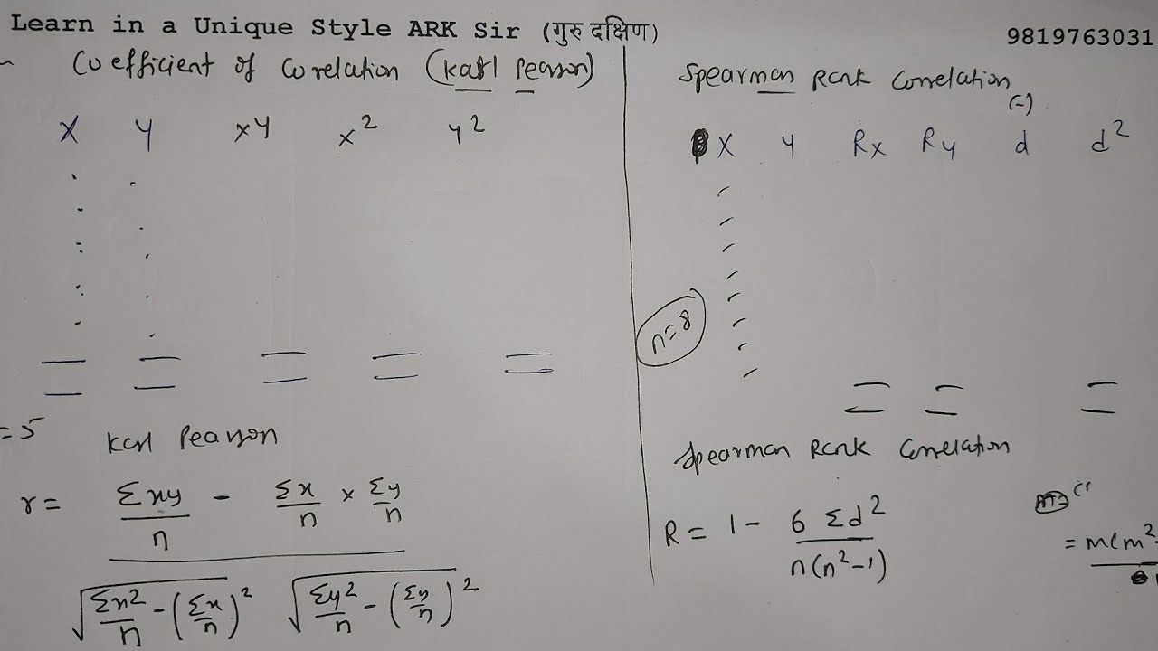 formula #karl_pearson #Co_relation Spearman Rank #maths2 #university ...