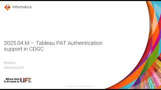 Tableau PAT Authentication in CDGC