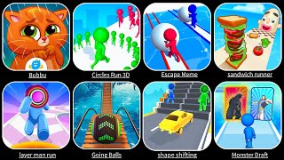 Monster Draft, Shape Shifting, Going Balls, Circle Run, Sandwich Runner, Bubbu, Layer Man Run...