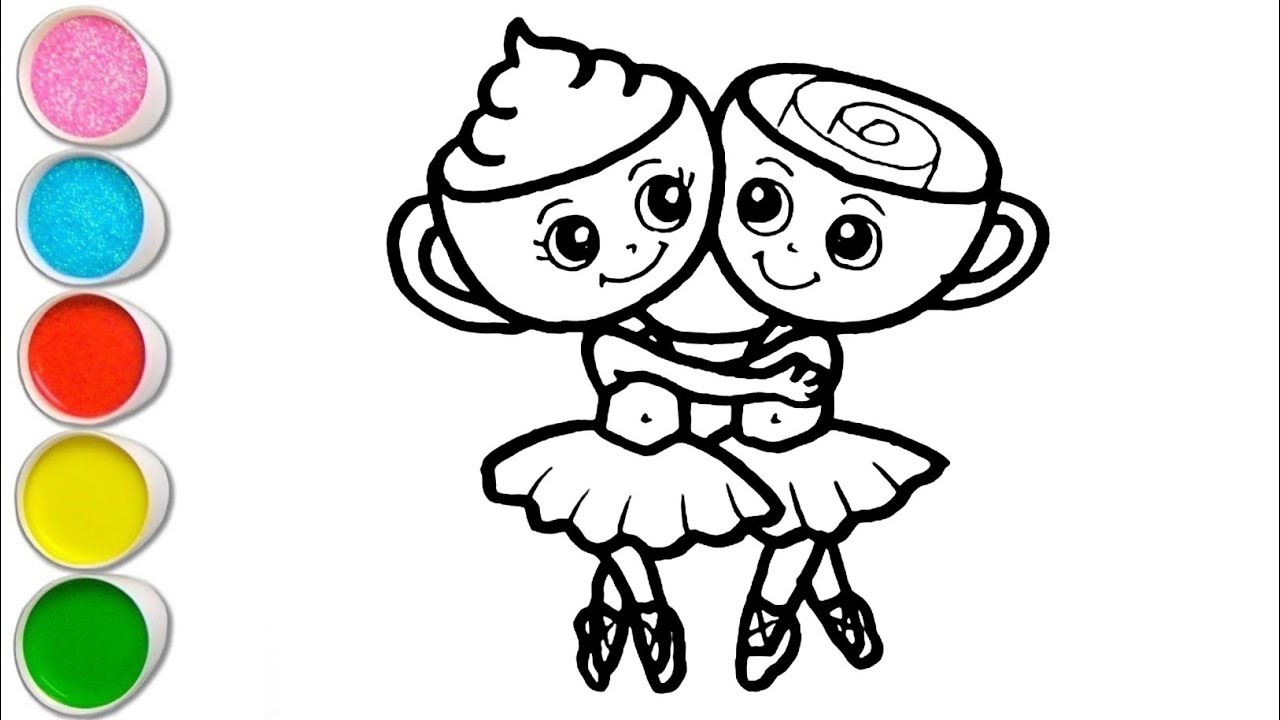 Милые балерины Капучино: рисунки, раскраски и иллюстрация для детей и малышей. Детское искусство.