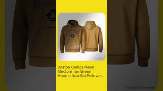 Boston Celtics Mens Medium Tan Green Hoodie New Era Pullover NBA Sweatshirt