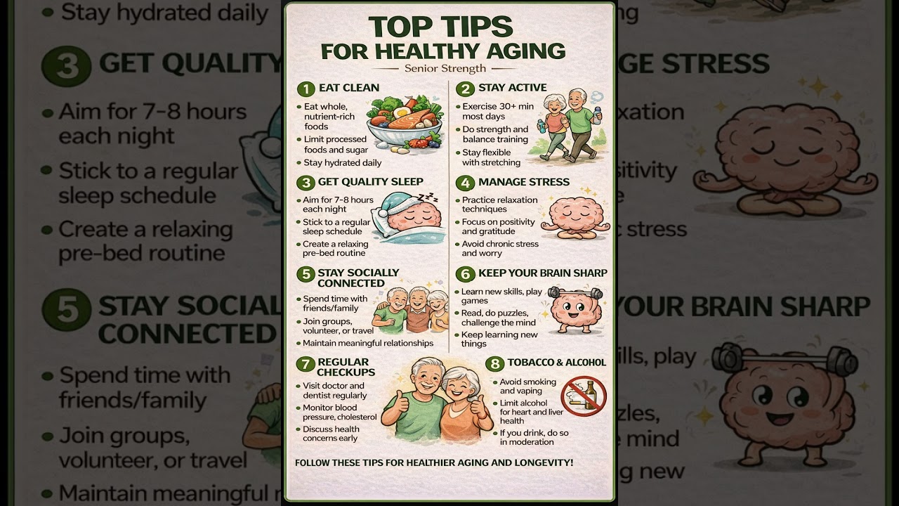 TOP TIPS FOR HEALTHY AGING.  