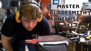 The Road To Mastersmith Part 1- Forging a Damascus Double-Edge Integral Bowie 🔥