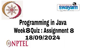 NPTEL Programming In Java Week 8 Assignment 📑 | Programming in Java Quiz Asignment | Java programing