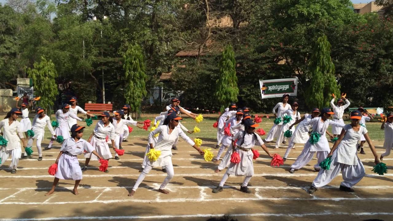Adhiyagya Sports Day PomPom Aerobics Drill Jai Ho YouTube