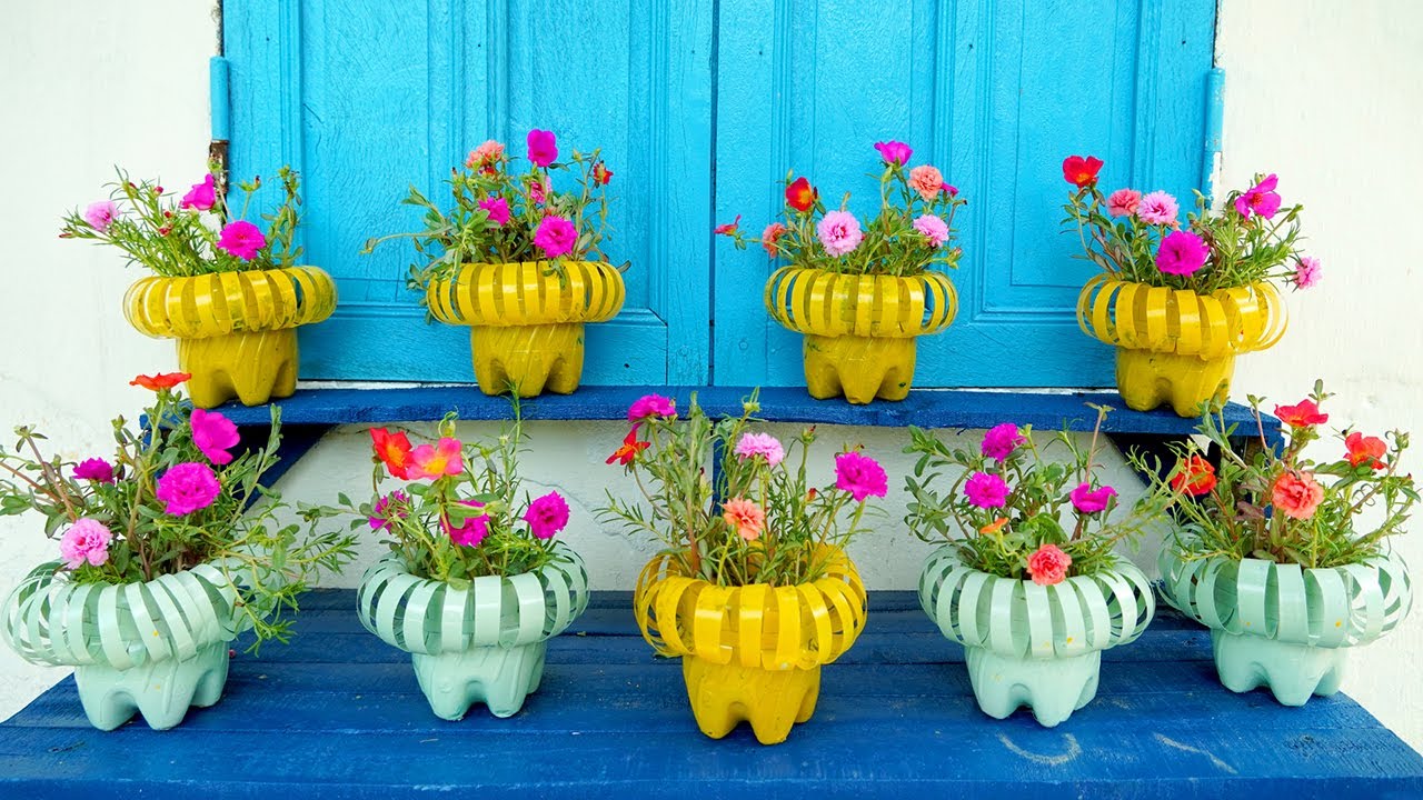 Recycle Plastic Bottles into Beautiful Flower Pots for Your Garden | TEO  Garden - YouTube