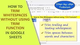 Google Sheets | Trim Whitespace Without Using TRIM Function | How To | Spreadsheet Tutorial