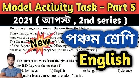 Class-5 English Model Activity Task Part 5 [ August 2nd Series 2021 ] | Class-5 Model Activity Task