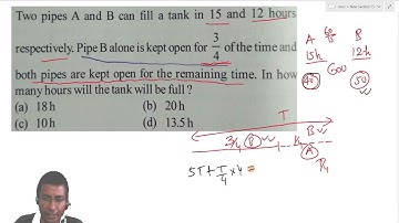 Two pipes A and B can fill a tank in 15 and 12 hours respectively. Pipe B alone is kept open for