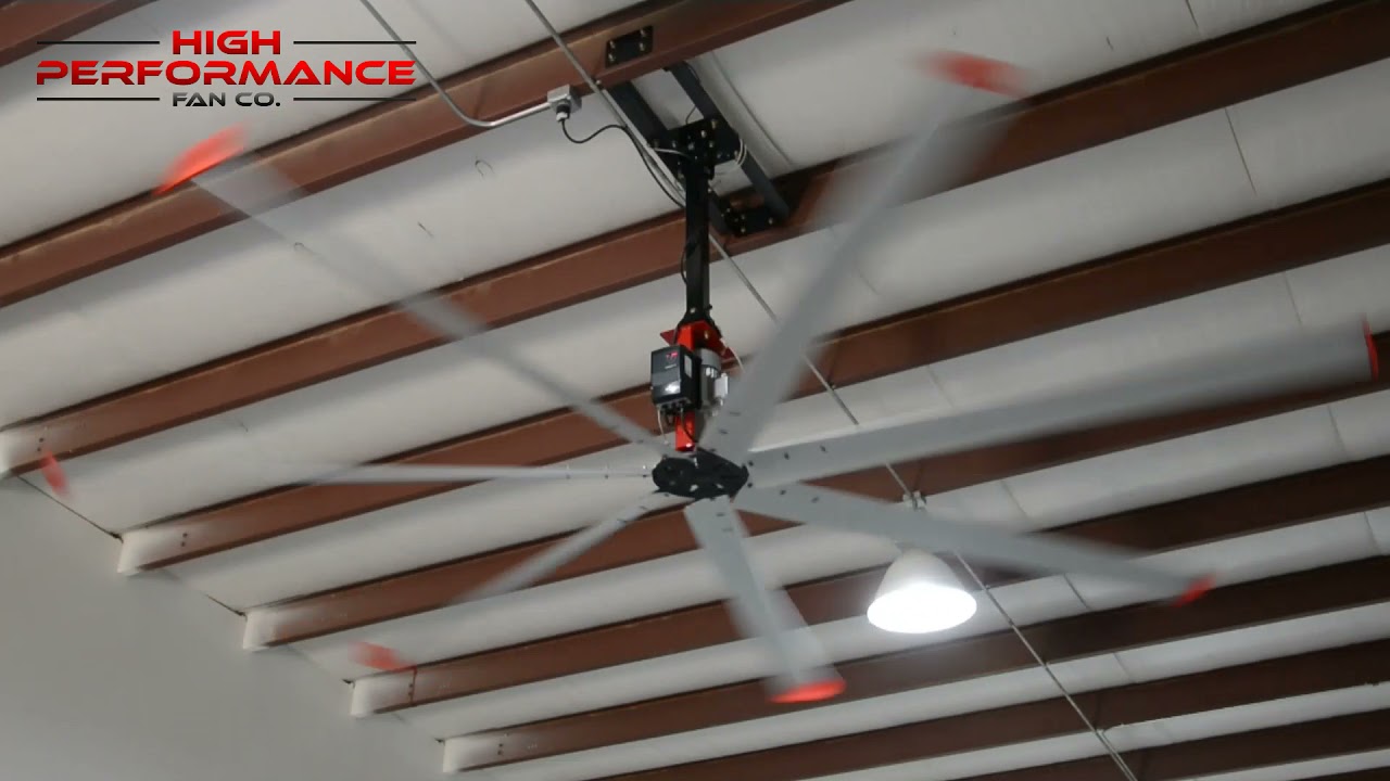 High Performance Fan Co. 716 HVLS Fan Running, 0 to 100%