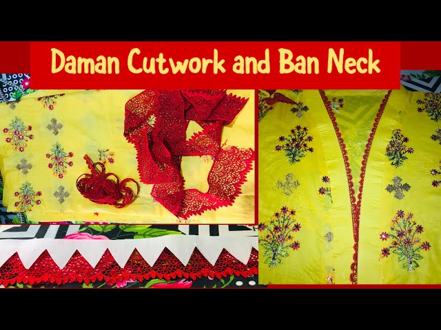 Latest Ban Neck Design with Lace & Piping| How To Stitch Ban Gala With  Piping & Lace|Beginners|Part2 - YouTube