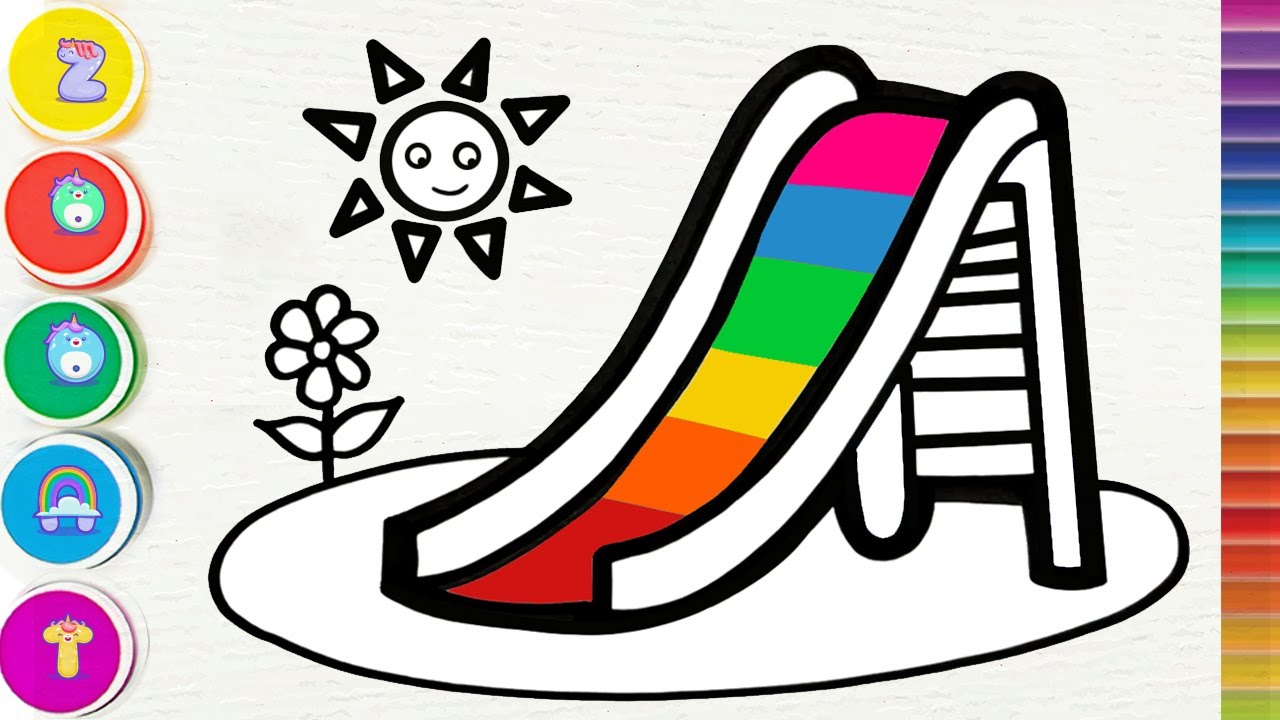 🛝Draw and color a Colorful Playground Slide | Step by step | Easy ...