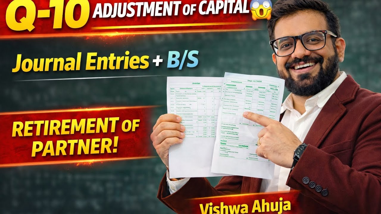 Class XII Boards 🔥Q-10 Adjustmet of Capitals of Continuing Partners | Retirement of a Partner