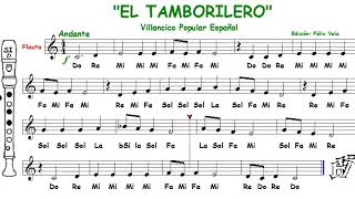 El Tamborilero (Flauta con notas) - YouTube