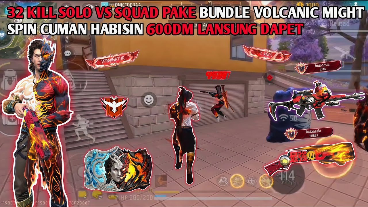 32 KILL SOLO VS SQUAD PAKE BUNDLE VOLCANIC MIGHT TERBARU !!! SPIN CUMAN ...
