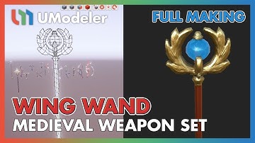 3D Modeling in Unity - Full Making Video of Modeling & Unwrapping a Wing Wand of Medieval Weapon Set