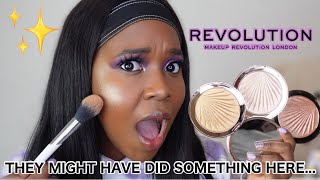 NEW REVOLUTION GLOW SPLENDOUR HIGHLIGHTER REVIEW AND SWATCHES ON DARK SKIN