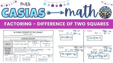 Factoring Difference of Two Squares | Algebra 1 Lesson