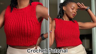 FAST & EASY Ribbed Crochet Top / 1 Row Repeat