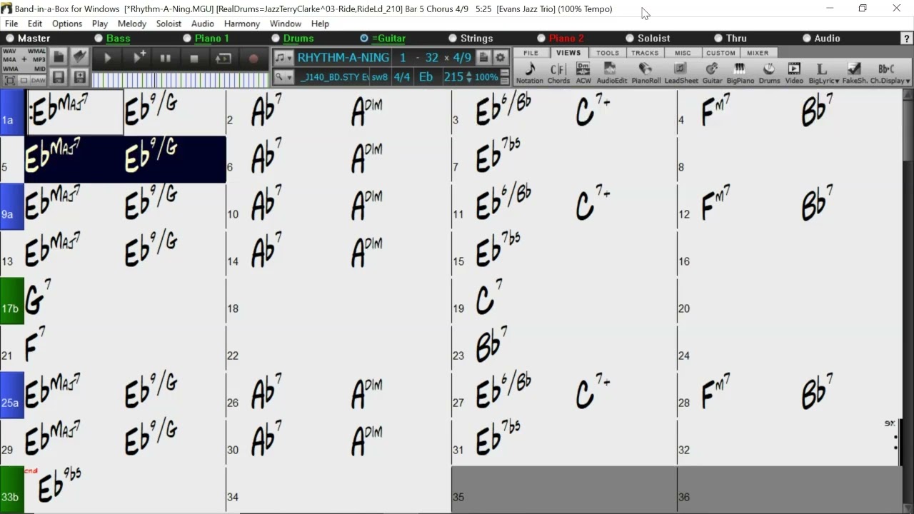 BACKING TRACK - RHYTHM-A-NING (Thelonious Monk) (Eb) 215 BPM SWING