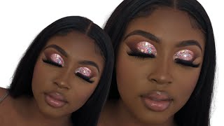 Pink Champagne Glitter Cut Crease | How to: Soft Pink Neutral Glitter Glam