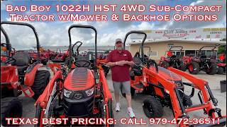 Bad Boy 1022H HST 4WD Sub Compact Tractor With Mid Mower And Backhoe Options