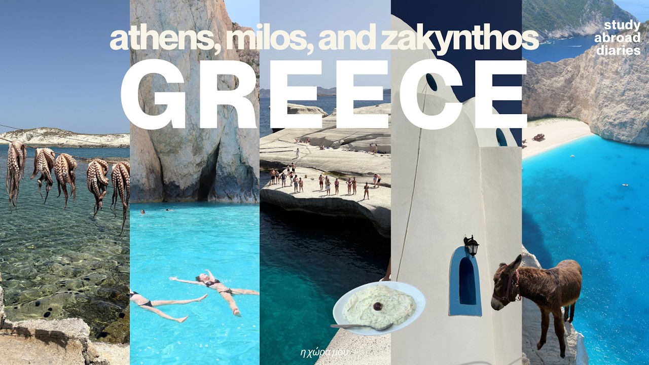 study abroad diaries - island hopping in greece with friends𓇼 zante, milos, athens