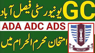 GCUF ADA ADS ADC Final Exam Date Sheet 2023|GC University Faisalabad Final Exam Date Sheet ADP ADC