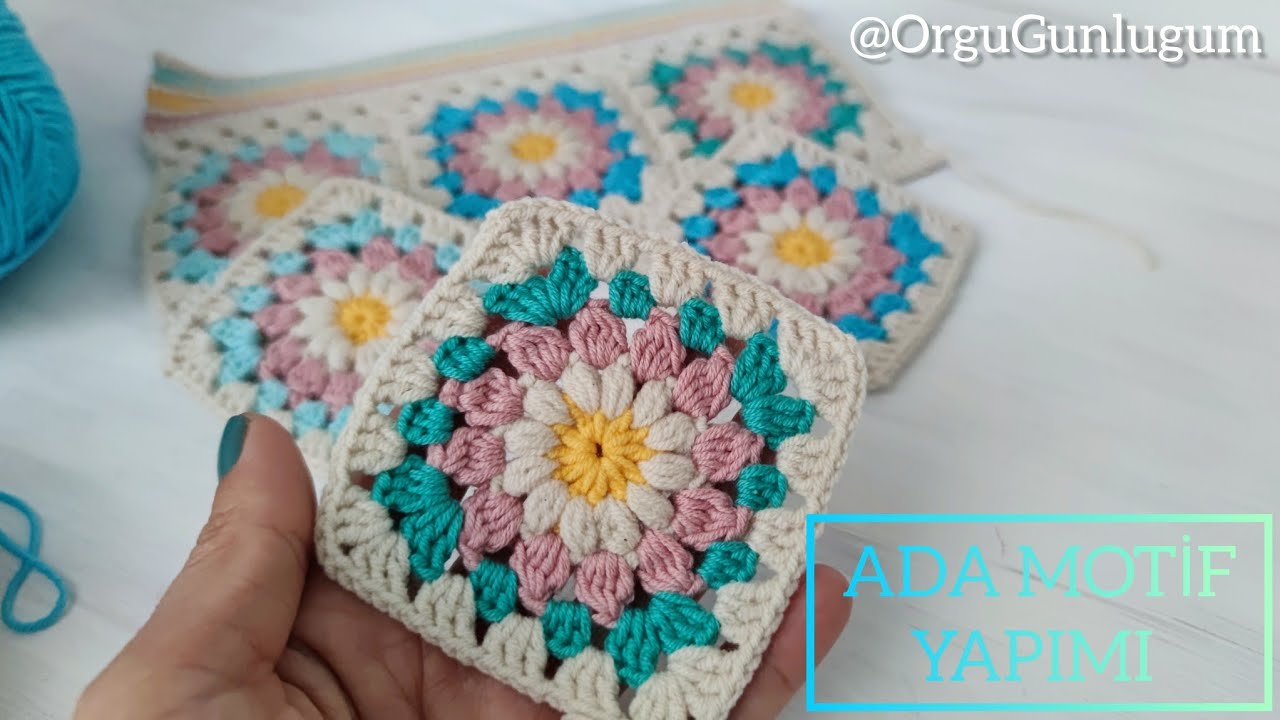 Ada Motif yapımı💛 Battaniye motifi 💛 Çanta motifi 💛 Motif Örnekleri ✅ Granny square