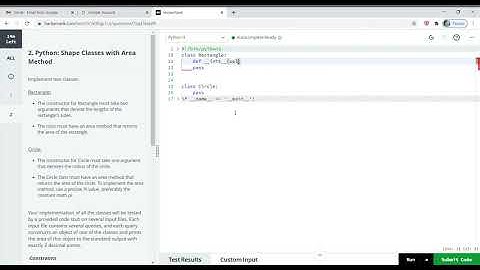 HackerRank Certification :- Python Basics :  Shape classes with Area method.