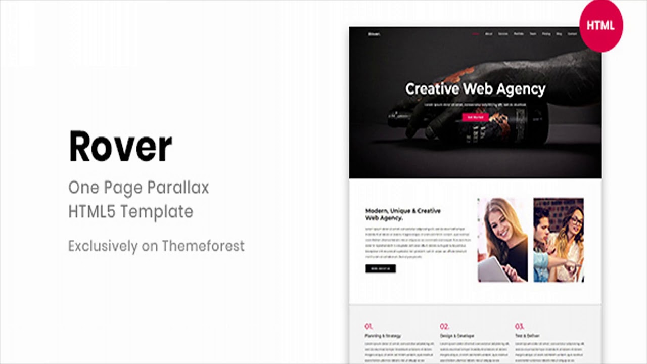 Rover - One Page Parallax HTML5 Template | Themeforest Website ...