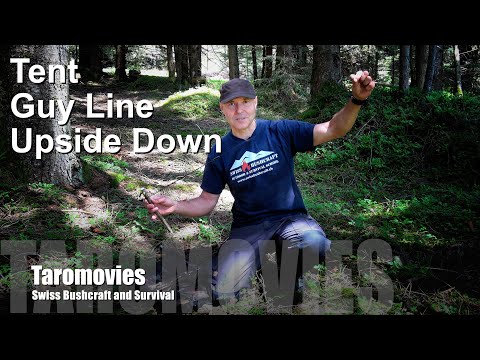 Tent Guy Line Upside Down, my favorite way! Bushcraft Shelter Camping - Survival Skills 1