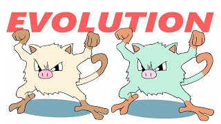 MANKEY - Evolution Normal and Shiny, Pokemon Transformation Animation - Primeape