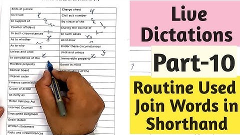 Routine Words Join phrases Shorthand I part 10 I live dictations of routine use join words