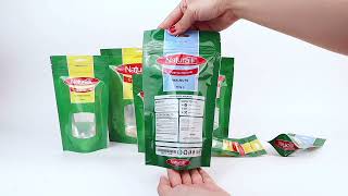 custom stand-up zipper pouch designed for nut packaging.