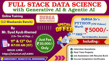 FULL STACK DATA SCIENCE with Generative AI & Agentic AI Online Training @ DURGASOFT