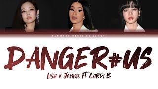 LISA X JENNIE - 'DANGER#US' ft. Cardi B (Color Lyrics Eng) Resimi