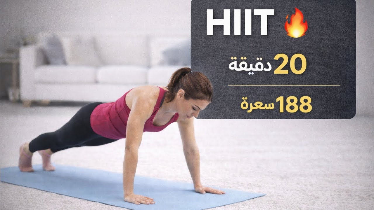 تمارين مكثفة في المنزل (بدون موسيقى) 🔥 | 20 دقيقة بدون أوزان لحرق 188 سعرة حرارية