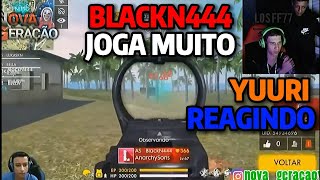 YUURI  REAGINDO PORQUE BLACKN444 É CONSIDERADO A LENDA DO JOGO, FREE FIRE MELHORES MOMENTOS