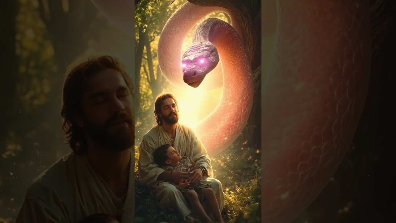 Christ attacked by a red snake 