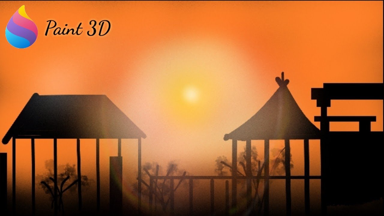 Sunset scenery painting using MS Paint || Ethan Rodricks || #ERArts ...