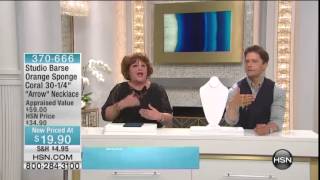 Studio Barse Orange Sponge Coral Arrow Necklace