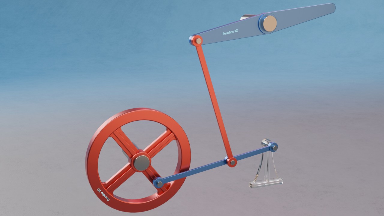 #145 Beam & Connecting-Rod Crank Flywheel Drive – 507 Mechanical Movements 3D Animation