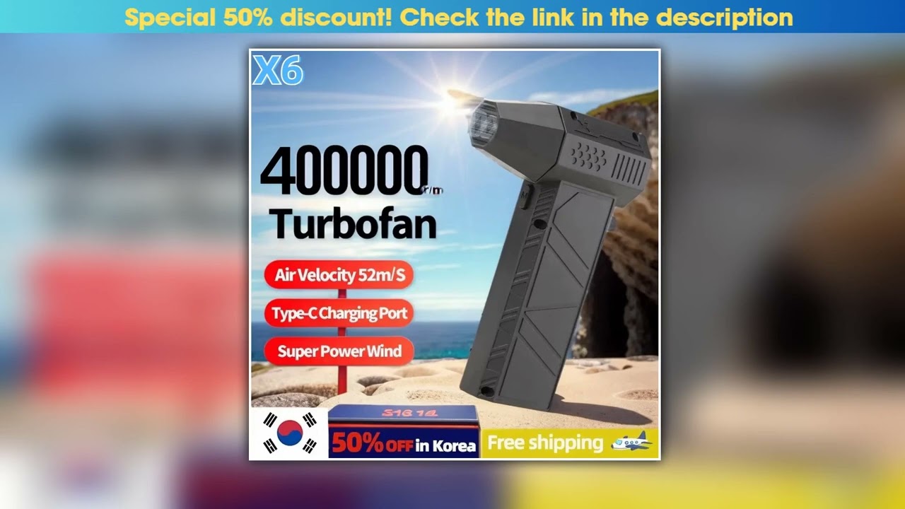 Violent Fan 400000RPM Powerful Air Blower Vacuum Dust Cleaner TypeC Charging Strong Winds 53ms