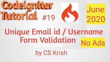 Email  Id / Username Unique Form Validation Codeigniter