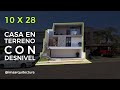 Casa en terreno con desnivel   10 x 28 mts  imaarquitectura