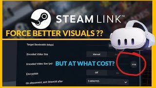 Steam link PCVR Quest 3 resolution increase warning, Strong GPU required.