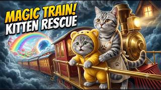 A Tiny Kitten Found a Magical Train! (Mama Cat to the Rescue!) 🐾🚂 screenshot 1