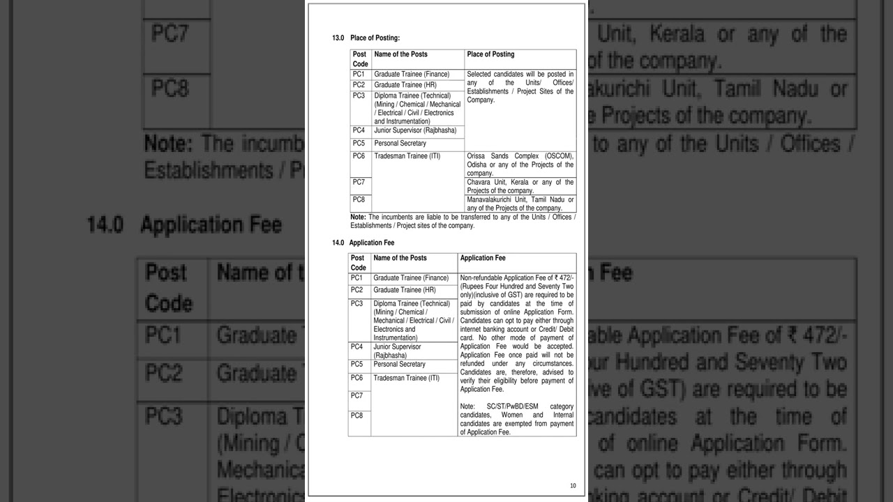 Graduate Trainee, Diploma Trainee & Other Recruitment IREL
