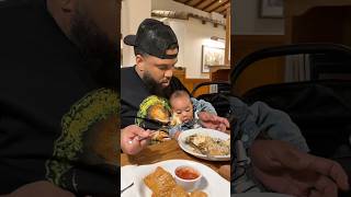 My baby’s 1st time with table food😳#infantcare #shorts